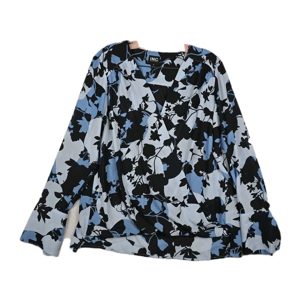 International Concepts INC Women's Medium Wrap Blouse Floral Long Sleeve